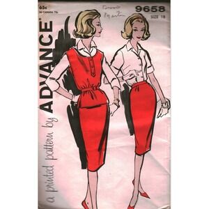 Advance 9658 Vintage‎ 60s Sewing Pattern Blouse Poncho Skirt Separates Size 18